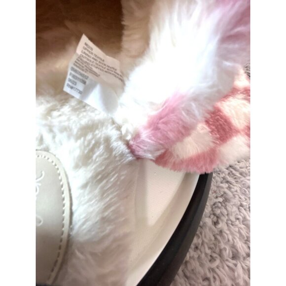 Cat & Jack Girls Slippers White/Pink Checked Size M 2-3 - Picture 6 of 8